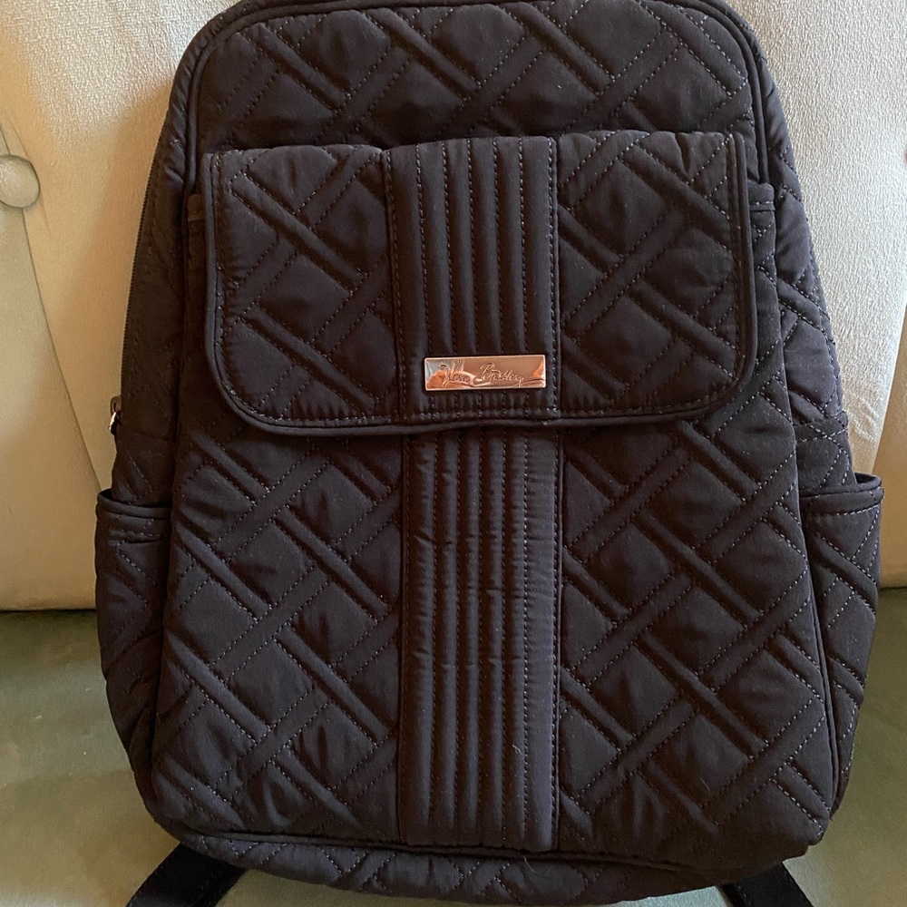 Vera Bradley Medium Size Blk Quilted Microfiber Backpack